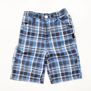 Batman little boys blue plaid shorts